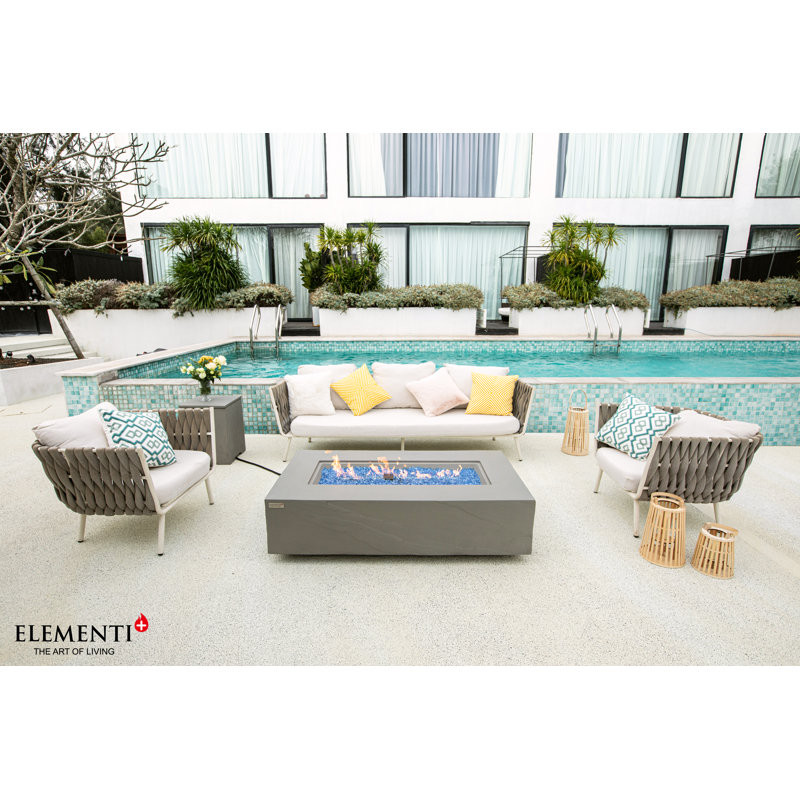 Meteora&Cape Town&Colorado 56" Rectangle Concrete Sandstone Fire Pit Table - by Elementi Plus