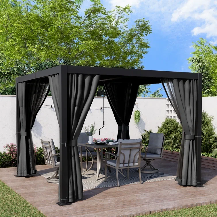 10 Ft. W x 10 Ft. D Aluminum Louvered Pergola with Adjustable Canopy