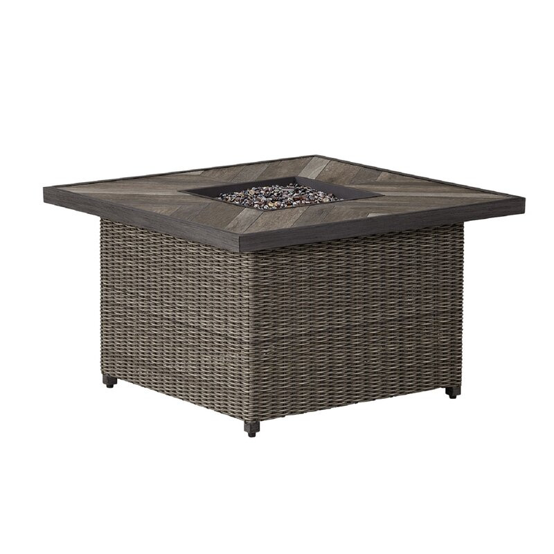 24.61'' H x 42'' W Aluminum Propane Outdoor Fire Pit with Lid