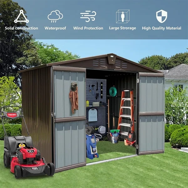 8 ft. W x 6 ft. D Galvanized Steel Horizontal Storage Shed