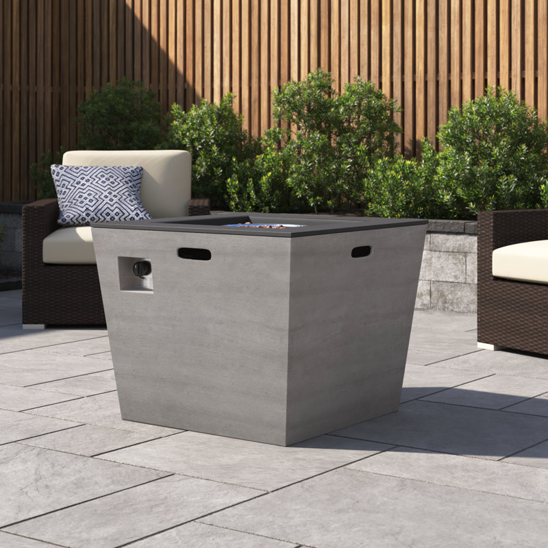 Aprell Outdoor Modern Concrete Propane Fire Pit Table