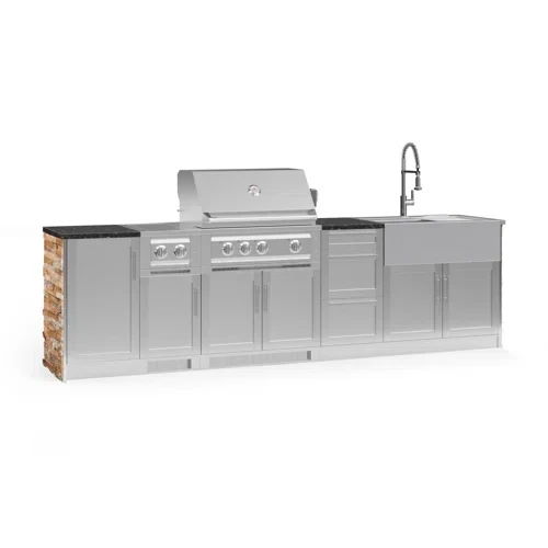 Outdoor Kitchen Signature Series 10 Piece Cabinet Set with 36 in. Natural Gas Platinum Grill