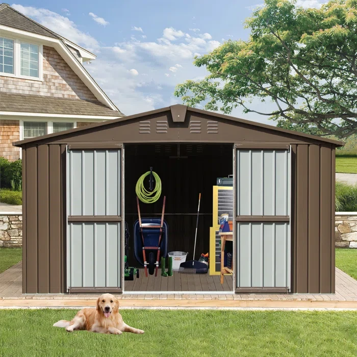 78.7" H x 138.11" W x 109.88" D Metal Storage Shed