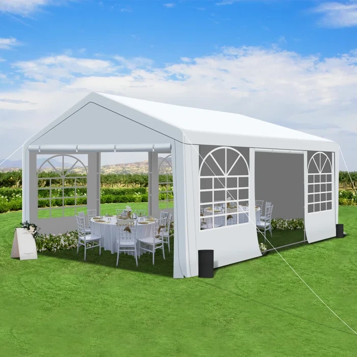 20(ft)W x 20(ft)D Metal Party Tent Canopy, Heavy Duty Outdoor Wedding Gazebo with 4 Sand Bags