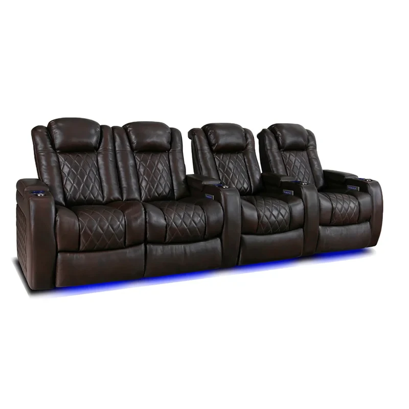 Tuscany Leather Home Theater Seating with Cup Holder