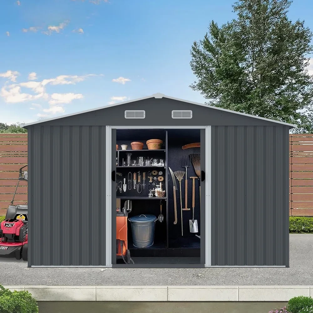 10 ft. W x 8 ft. D Galvanized Steel Horizontal Storage Shed