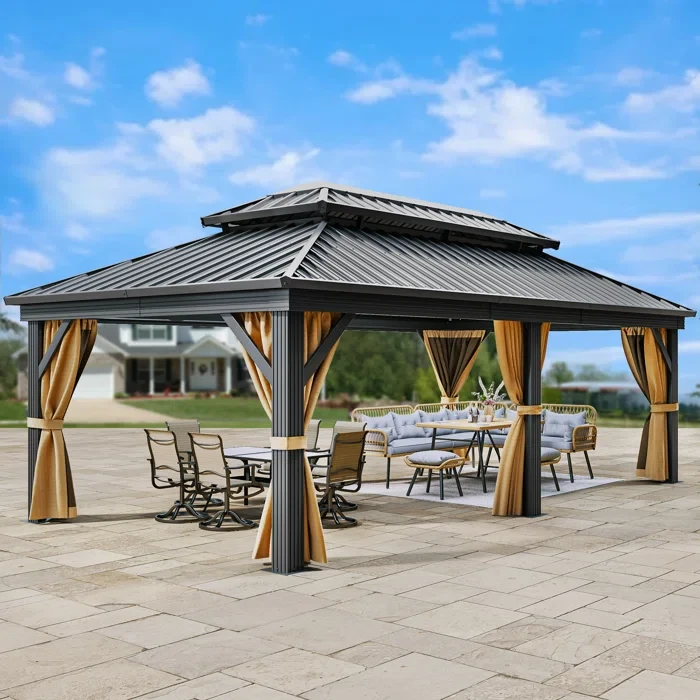 Outdoor Aluminum Hardtop Patio Gazebo 18 ft x 12 ft