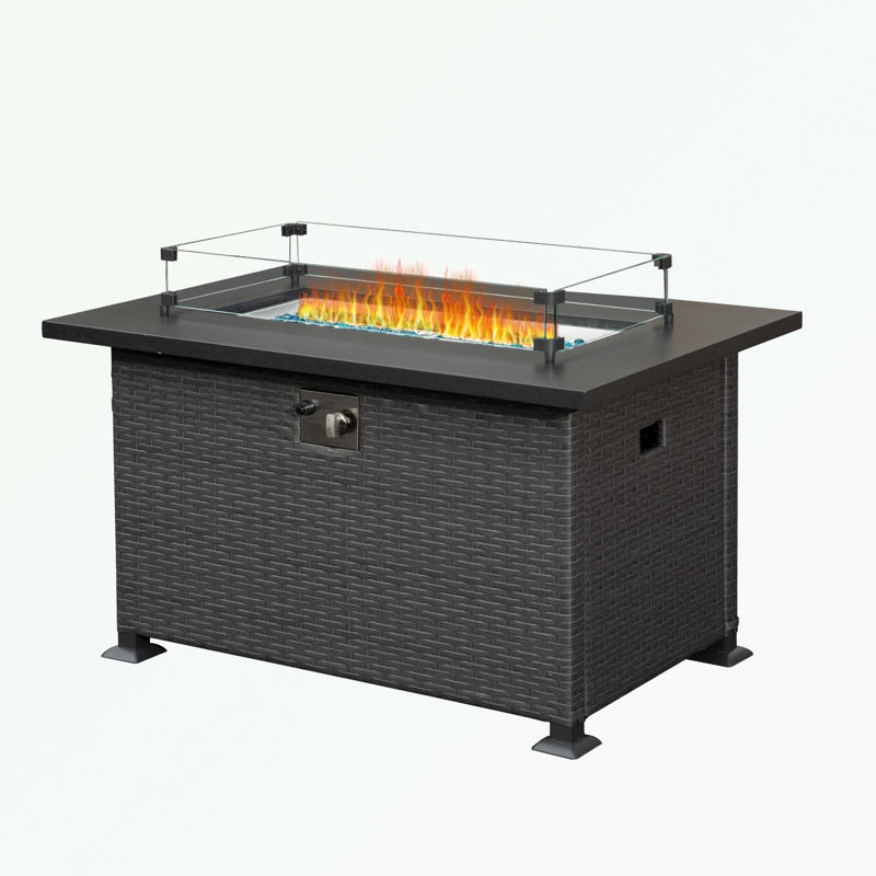 24.41'' H x 43.31'' W Propane Outdoor Fire Pit Table with Lid 24.41" H x 43.31" W x 27.56" D