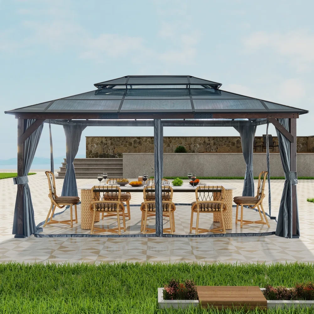 16 Ft. W x 12 Ft. D Metal Patio Gazebo