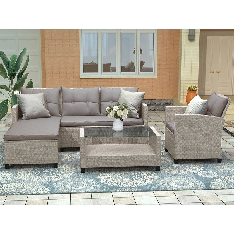 Akyrie 4 - Person Outdoor Seating Group with Cushions