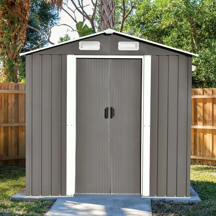 Hasheem Outdoor 6 ft. W x 6 ft. D Metal Corner Storage Shed