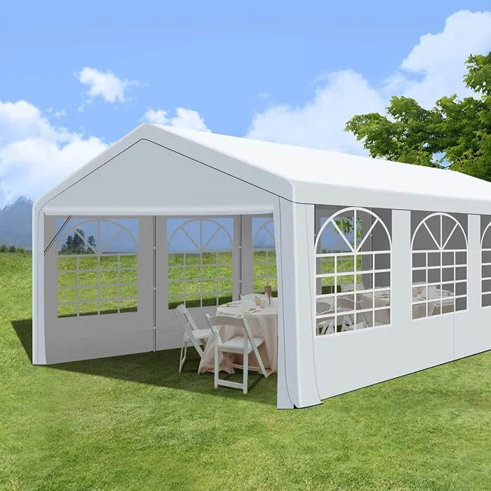 20 Ft. W x 40 Ft. D Metal Party Tent, Durable Wedding Gazebo with 4 Sand Bags