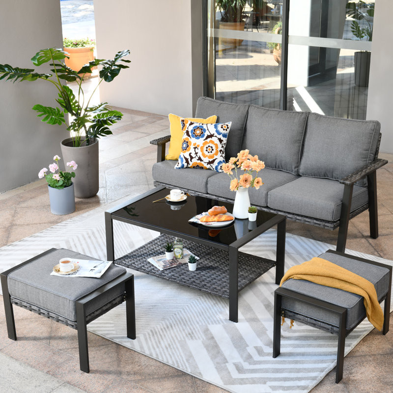 Aisatou 3 - Person Outdoor Seating Group with Cushions