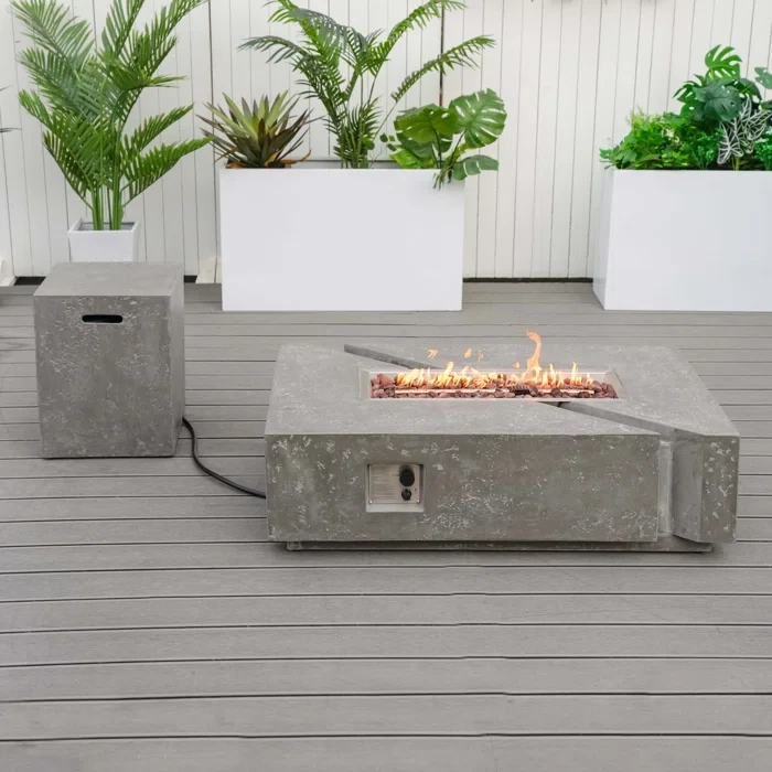 Flinda Concrete Propane Outdoor Fire Pit Table