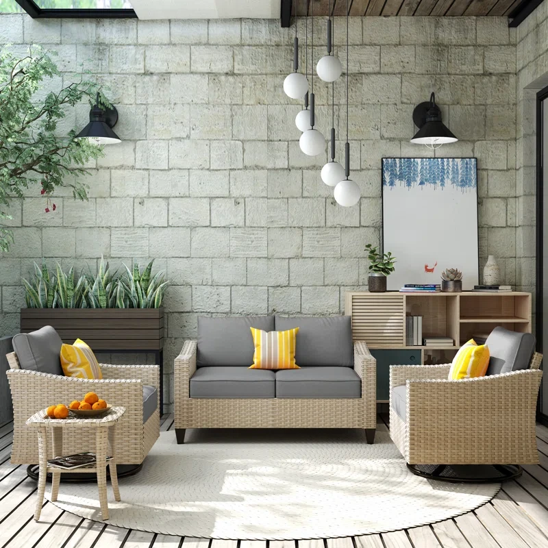 Outdoor 4-Seat Sofa With Coffee Table