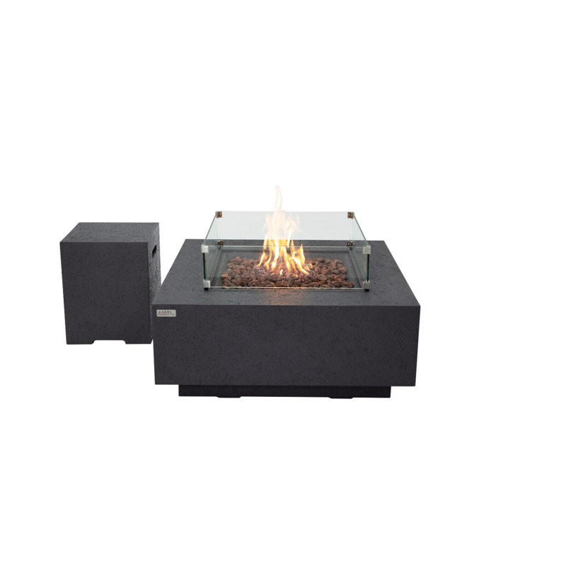 Bayboro 17'' H x 40'' W Concrete Propane Outdoor Fire Pit Table