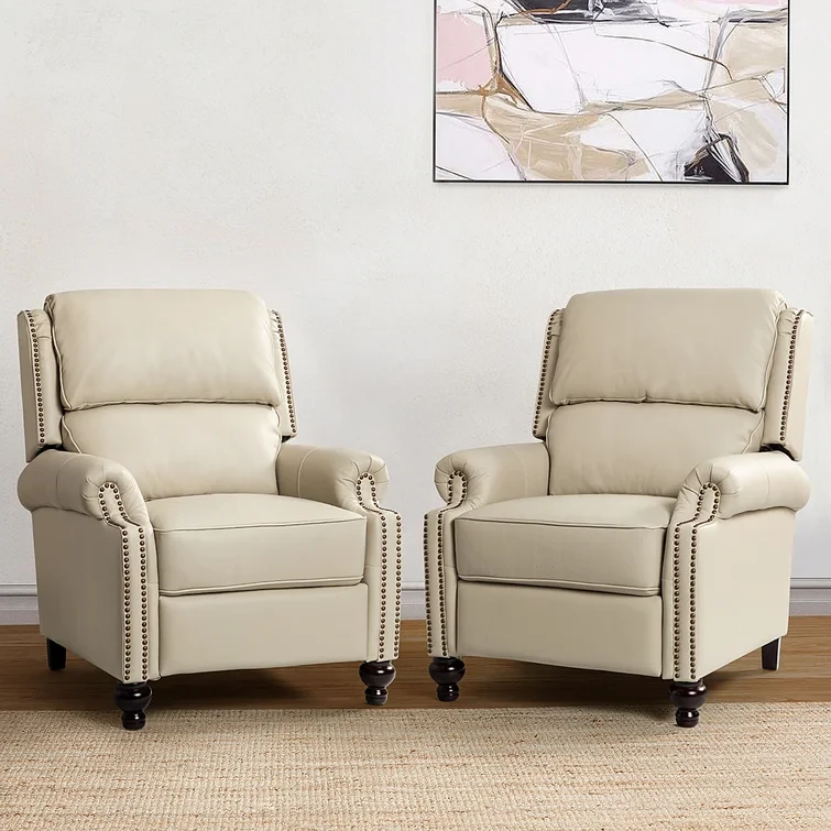 Anre Genuine Leather Recliner With Nail Head Trim (Set of 2)