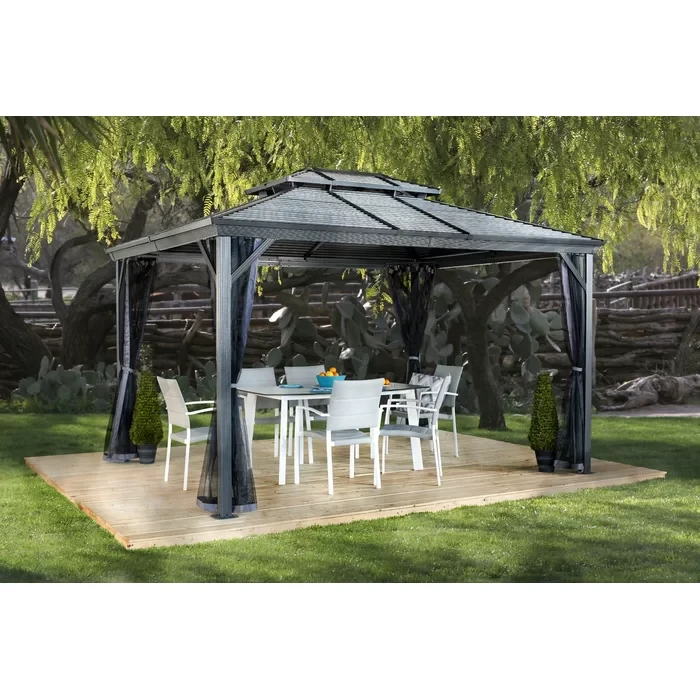 Ventura Aluminum Patio Gazebo 107.48" H x 166.54" W x 116.93" D