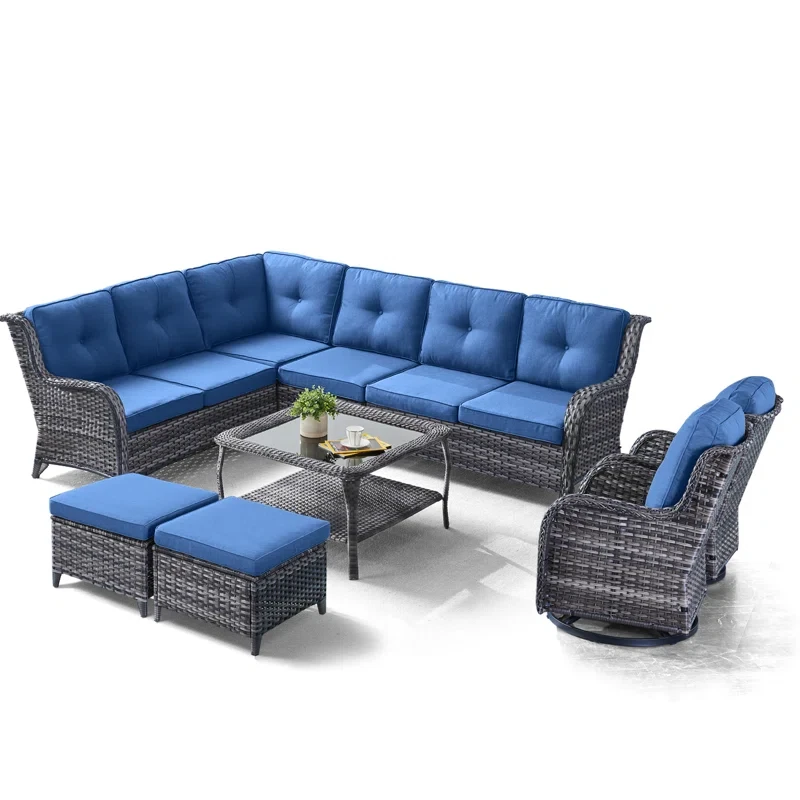 Tannar 8 Person Outdoor Sectional Seating Group with Cushions