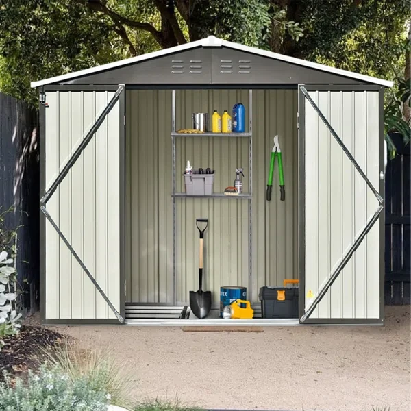 8 ft. W x 6 ft. D Stainless Steel Horizontal Garage Shed