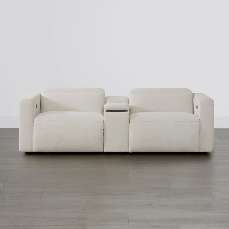 96.5'' Wide Upholstered Reclining Sofa with Console