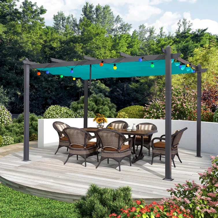 13 Ft. W x 10 Ft. D Metal Pergola with Canopy