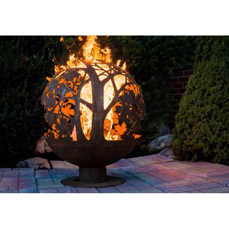 Herbert Wood Burning Outdoor Fire Pit with Lid 28" H x 24" W x 24" D