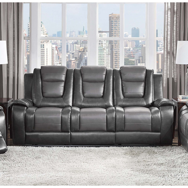 Sofa Dual Reclining With Center Drop-Down Cup Holders