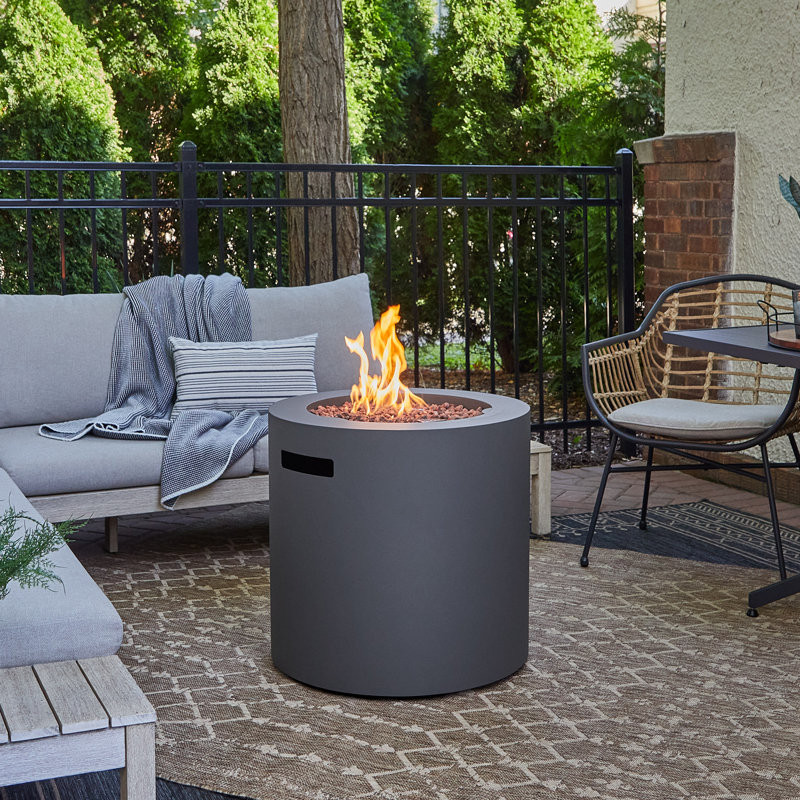 Aegean 24" Round Steel Propane Fire Pit Table with Hidden Tank Storage by Real Flame