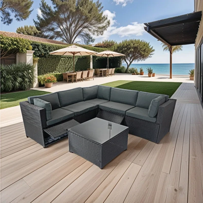 Ailani Outdoor Sectional Set Outdoor Sofa Set Wicker Patio Furniture