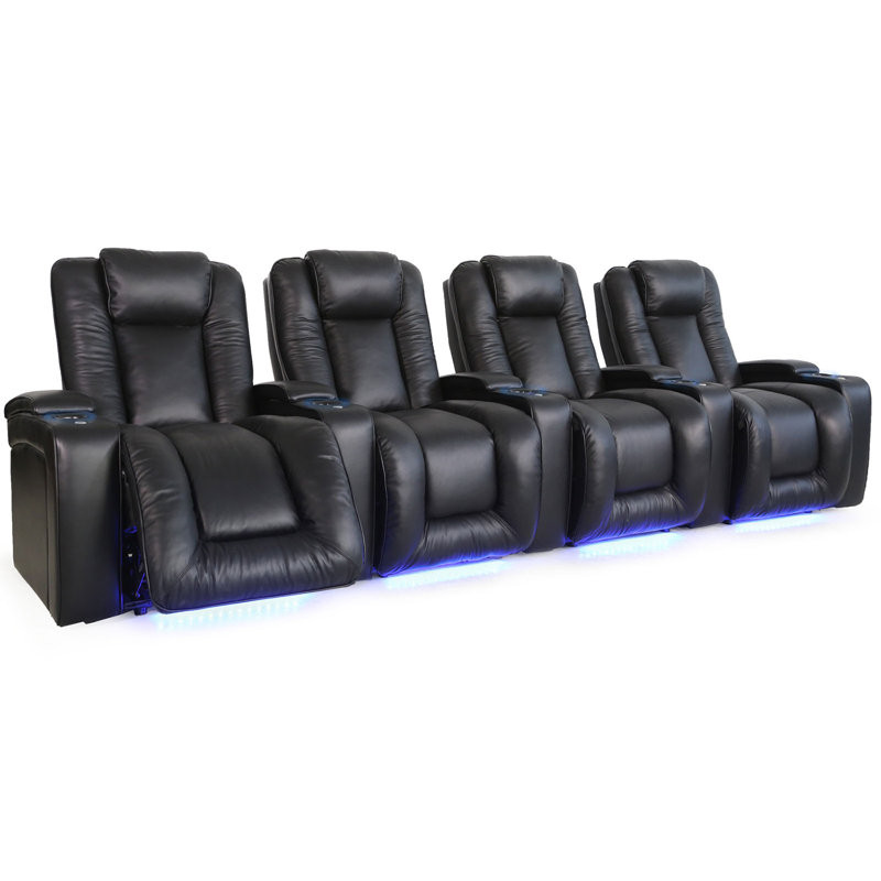 Nathaneal Upholstered Home Theater Seating with Cup Holder