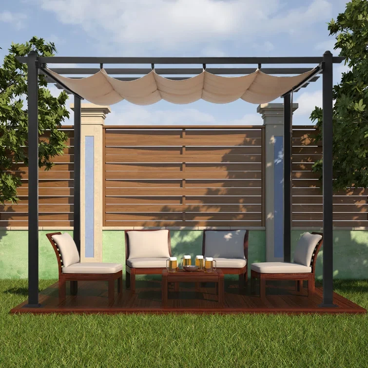 13 Ft. W x 10 Ft. D Metal Pergola with Canopy