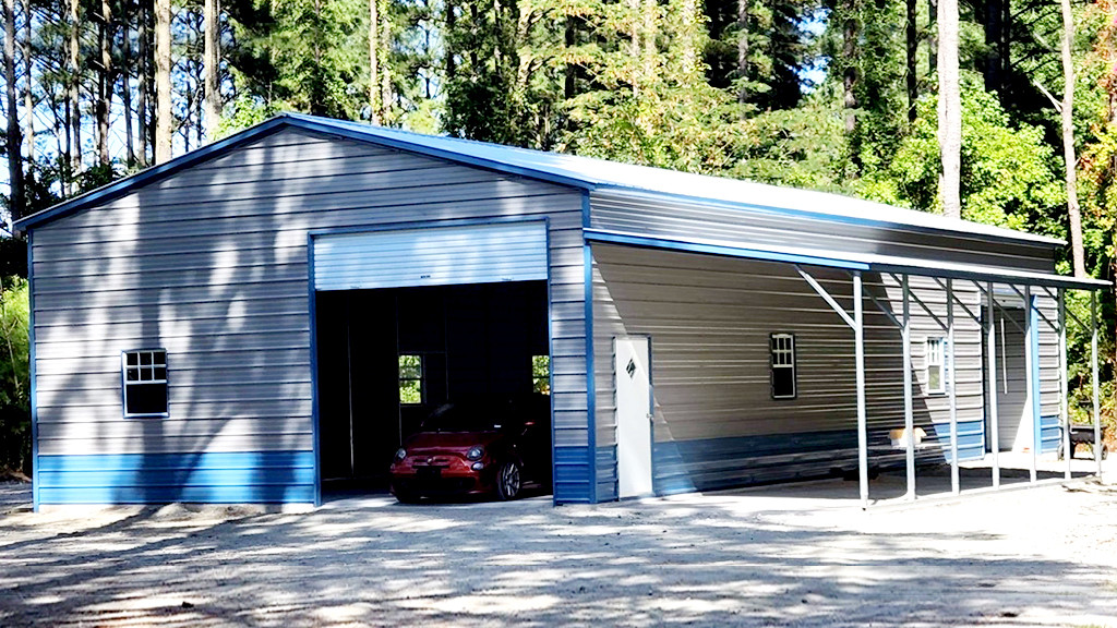 Metal Garages 30'x60' Garage With Lean-to