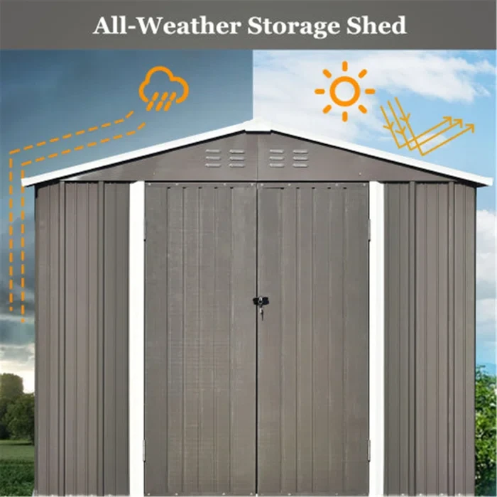 Patio 8 ft. W x 6 ft. D Metal Bike Shed