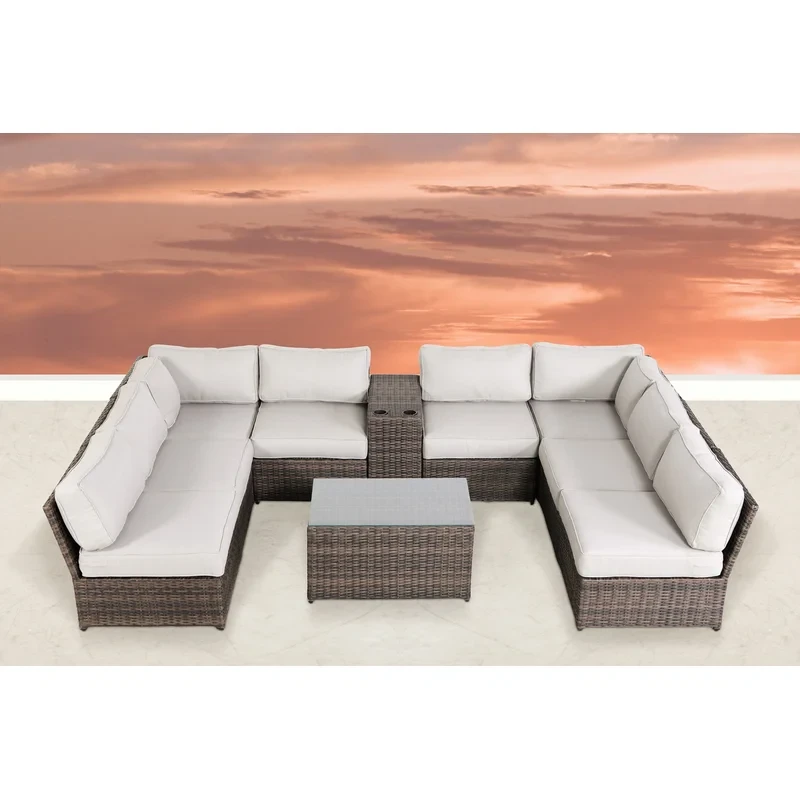 Khaleeqa Rattan Wicker Fully Assembled 6 - Person Seating Group with Cushions