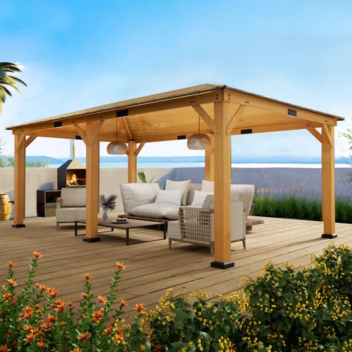 20 Ft. W x 12 Ft. D Solid Wood Patio Gazebo