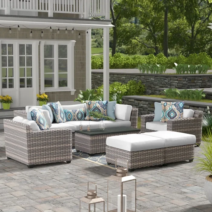 Amjad 8 Piece Outdoor Sectional Seating Group with Cushions