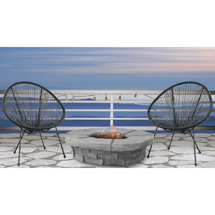 Addyson Steel Fire Pit Table and 2 patio chairs