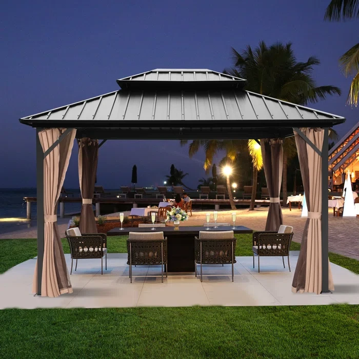 Outdoor 12 Ft. W x 10 Ft. D Aluminum Patio Gazebo