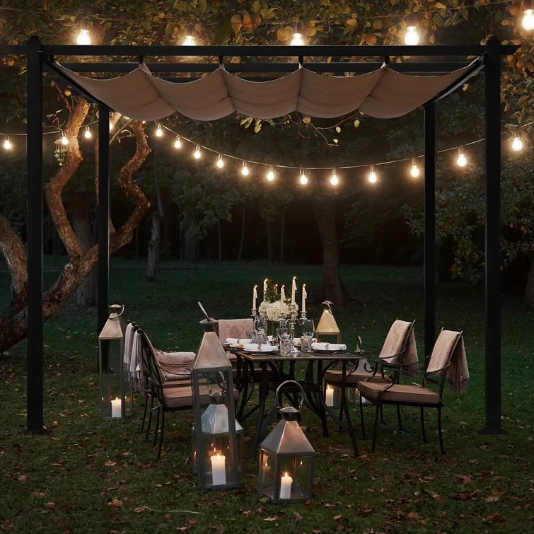 13 Ft. W x 10 Ft. D Metal Pergola with Canopy