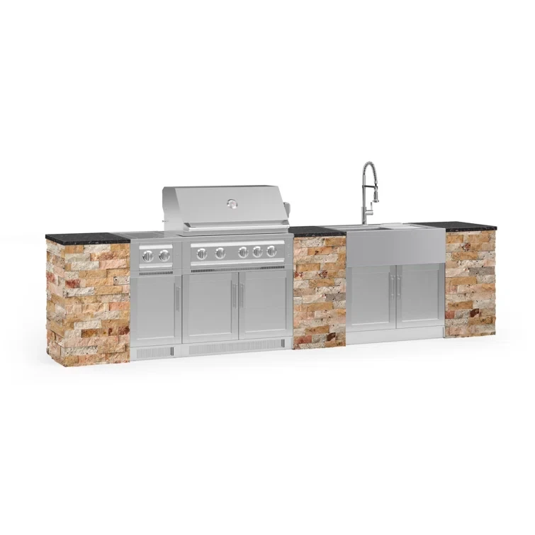 Outdoor Kitchen Signature Series 11 Piece Cabinet Set with 36 in. Natural Gas Platinum Grill