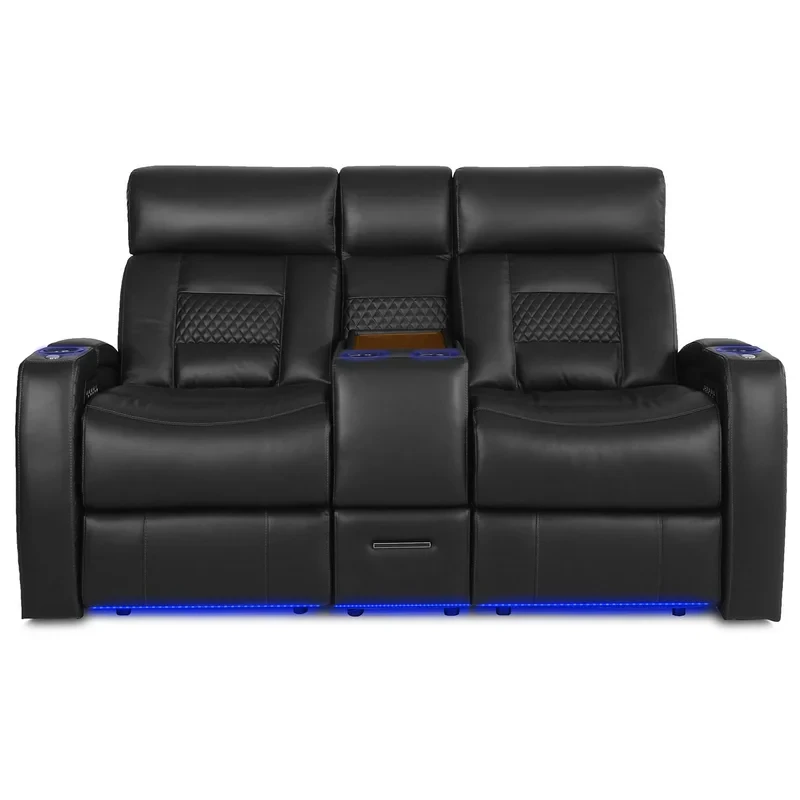 Flex Upholstered Power Reclining Home Theater Seating with Cup Holder