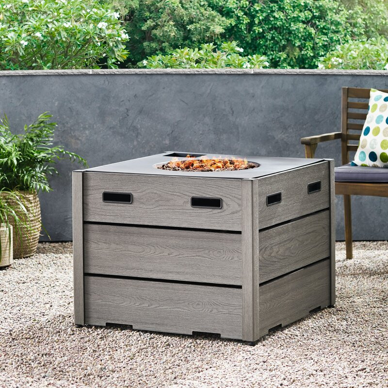 24.5" H x 31.25" W Wood Resin Propane Outdoor Fire Pit Table