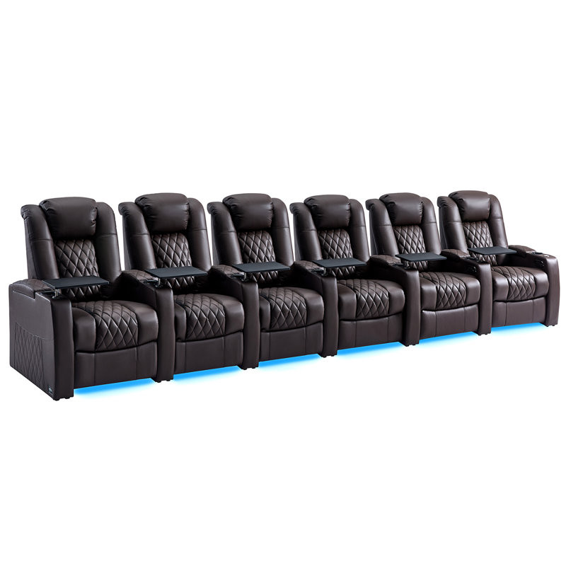 Leather Home Theater Seating Dual Power Movie Theater Chairs Theater Recliner Sofa