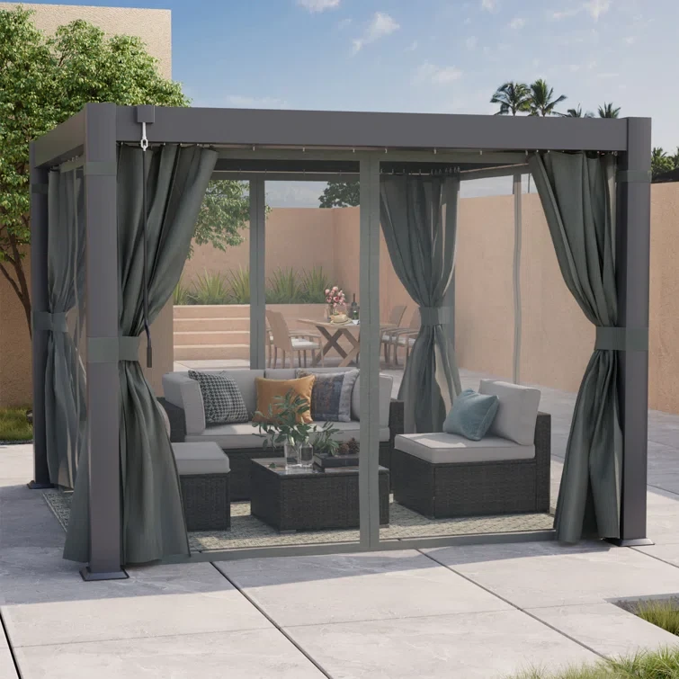 10 Ft. W x 10 Ft. D Aluminum Pergola with Canopy