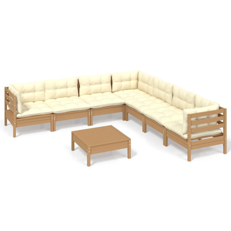 Ivano Pinewood 8 Piece Sectional Seating Group with Cushions