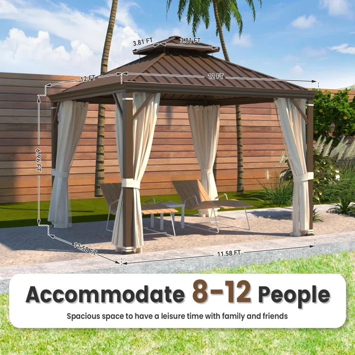 12 Ft. W x 12 Ft. D Aluminum Gazebo