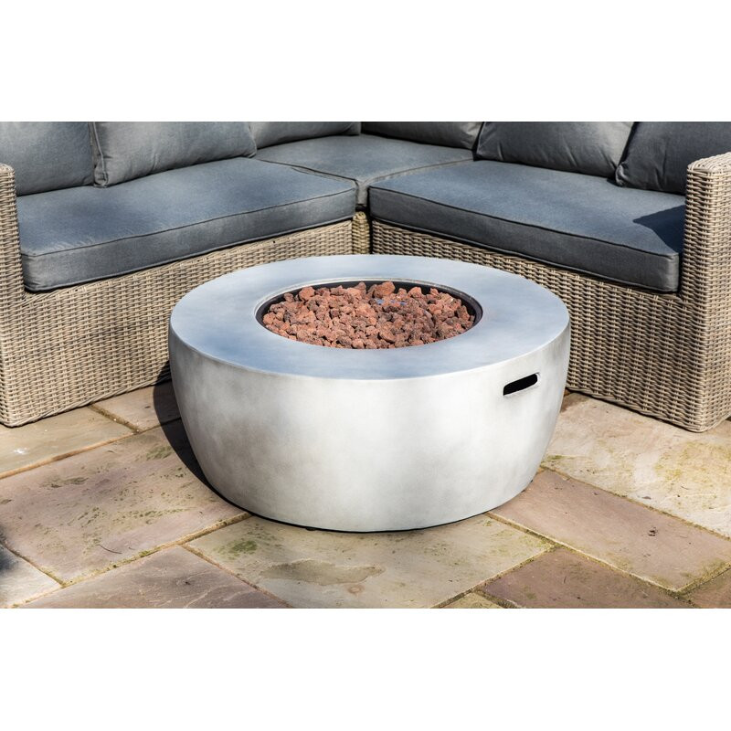 Kullan Teamson Home Outdoor 36" Faux Concrete Round Propane Gas Fire Pit