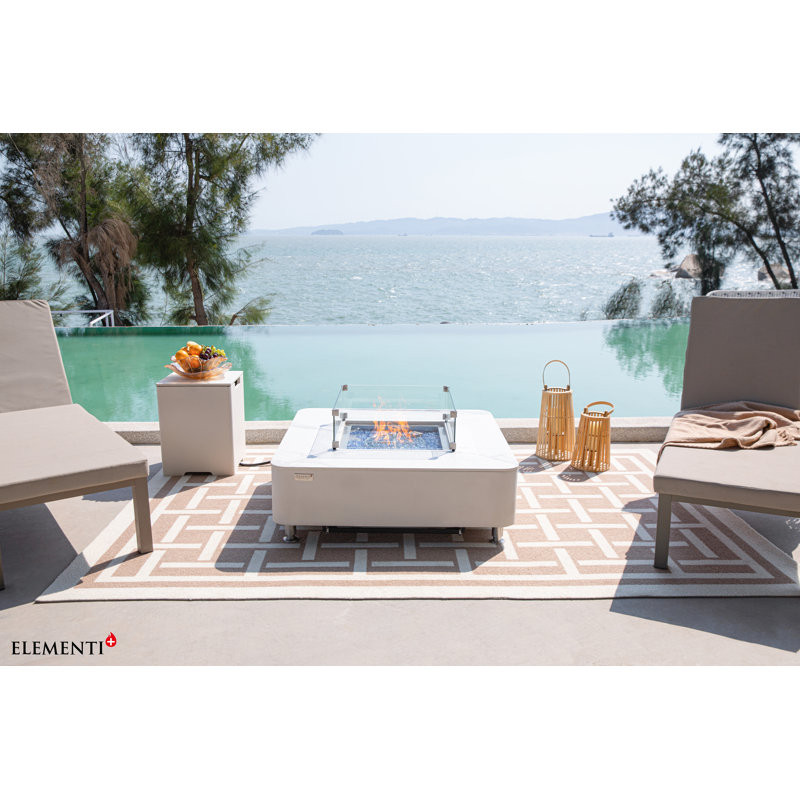 Bianco & Sofia Square Porcelain Fire Pit Table - by Elementi Plus 14.4" H x 42.1" W x 42.1" D