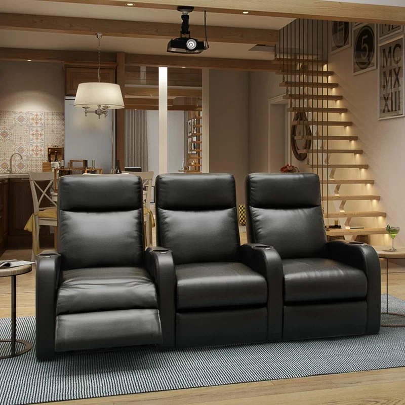 Pilot Faux Leather Home Theater Seating with Cup Holder